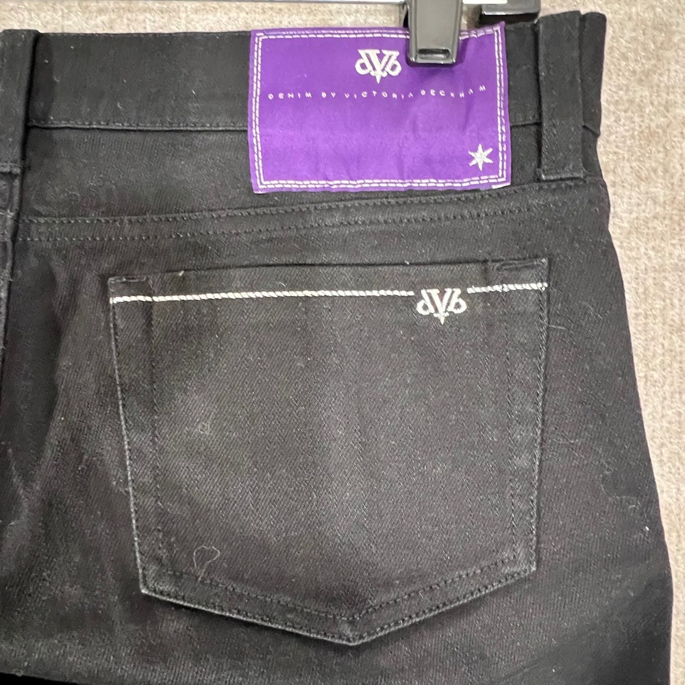DENIM BY VICTORIA BECKHAM Black Cotton Blend Straight Leg Jeans Women Sz 28 READ - Picture 3 of 14